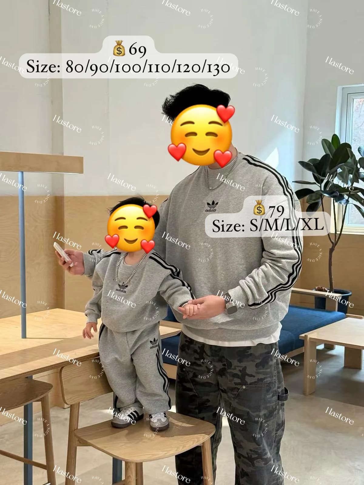 Adidas 秋冬加絨親子衛衣 / 套裝 - 圖片 1