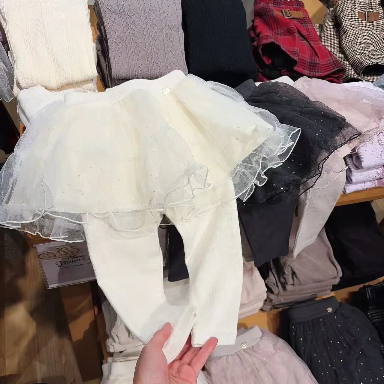 薄紗裝飾緊身褲裙