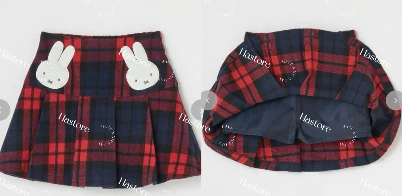 紅色Miffy格仔短裙 - 圖片 1