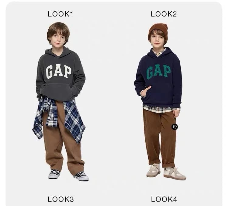 Gap秋冬毛巾刺繡有帽衛衣 縮圖 3