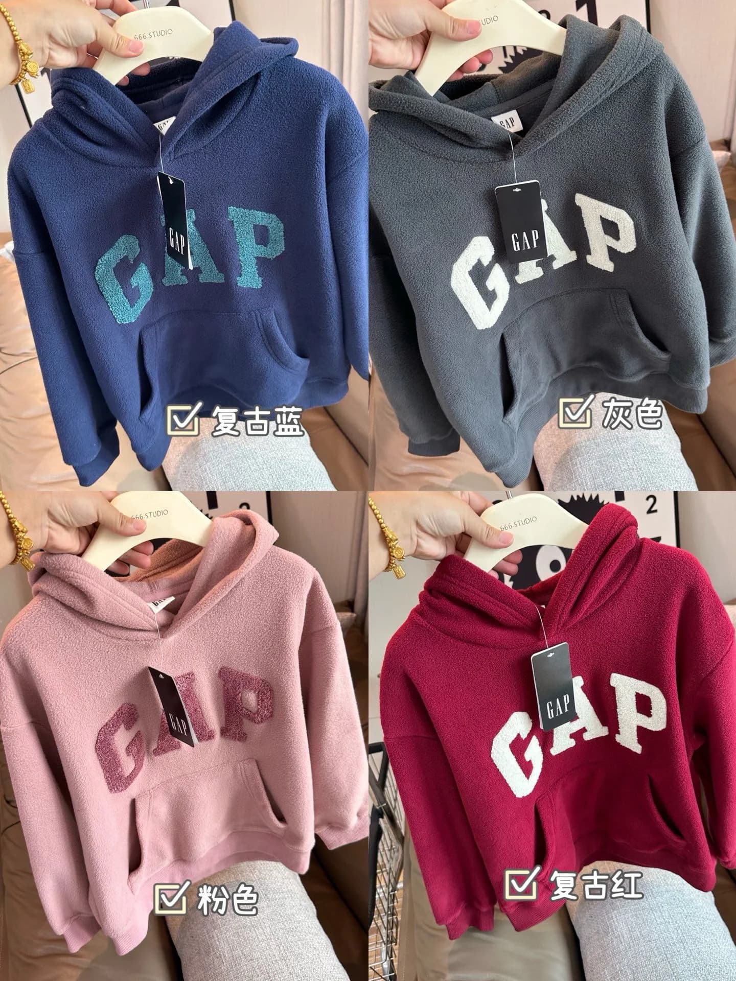 Gap秋冬毛巾刺繡有帽衛衣 - 圖片 1