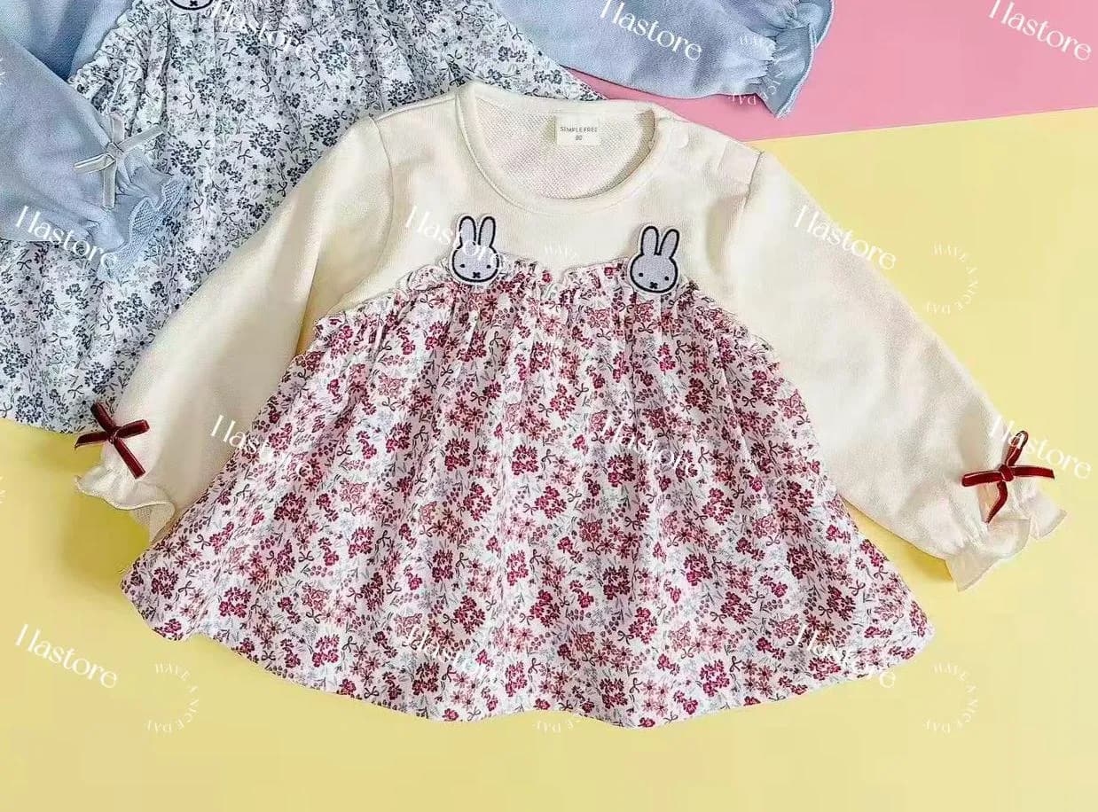 Miffy 假2件碎花上衣裙