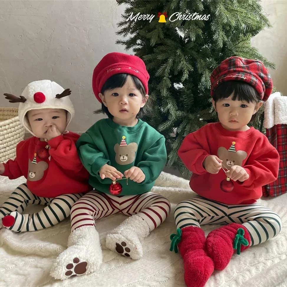 綠色聖誕大熊仔衛衣 - 圖片 1